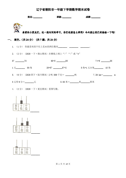 辽宁省朝阳市一年级 下学期数学期末试卷