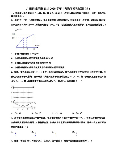 广东省汕尾市2019-2020学年中考数学模拟试题(5)含解析