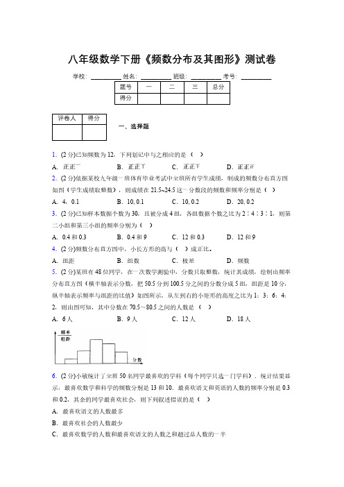 2019年秋浙教版初中数学八年级下册《频数分布及其图形》单元测试(含答案) (288)