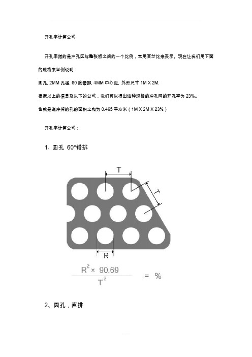 常用十种开孔率计算公式