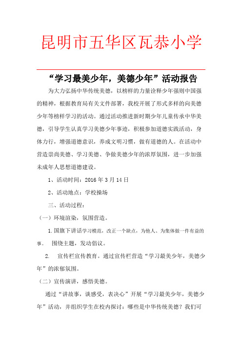 2016年美德少年学习活动说明报告