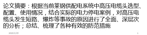 高压终端电缆头故障原因分析及对策PPT课件