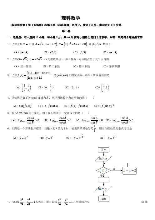 2013年高考数学模拟试题(理科)及答案