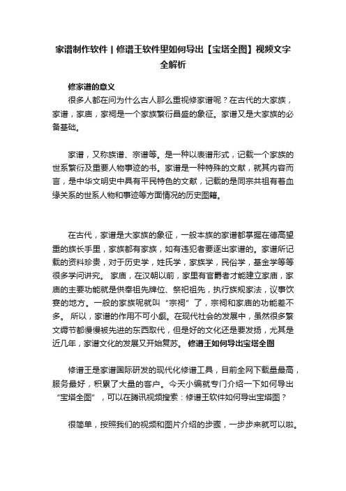 家谱制作软件丨修谱王软件里如何导出【宝塔全图】视频文字全解析