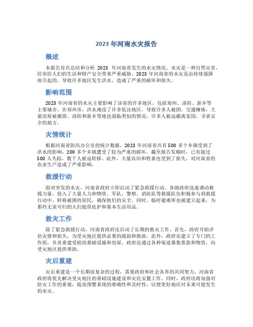 2023年河南水灾报告