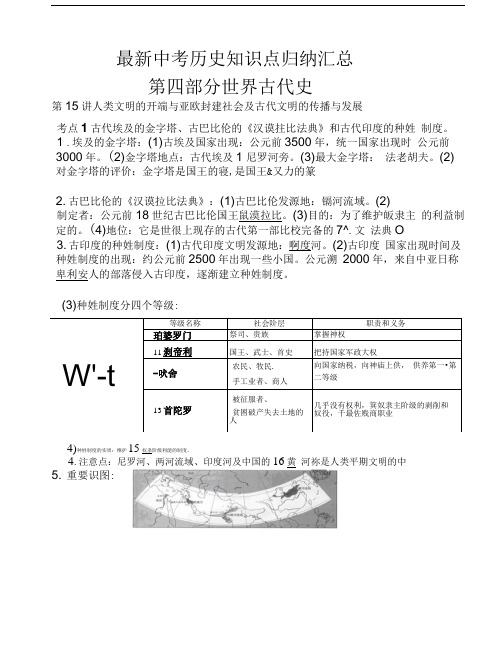 中考历史知识点归纳汇总第四部分世界古代史(按照考纲编写).doc