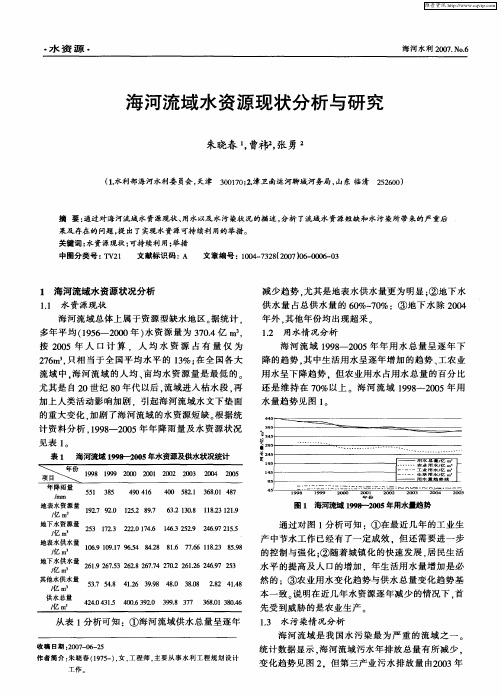 海河流域水资源现状分析与研究