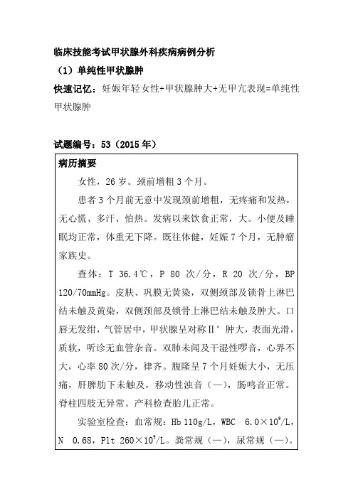 临床技能考试甲状腺外科疾病病例分析