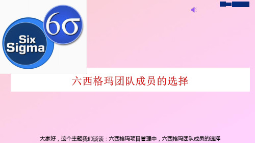 六西格玛项目管理：六西格玛团队成员的选择—让六西格玛变简单