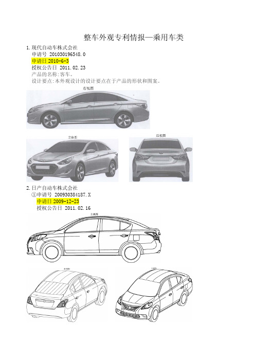 2011年1-2月中国汽车外观设计专利信息