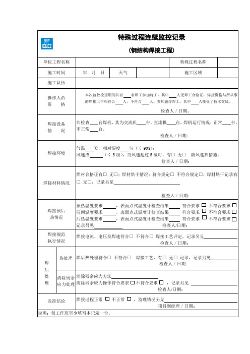 特殊过程连续监控记录