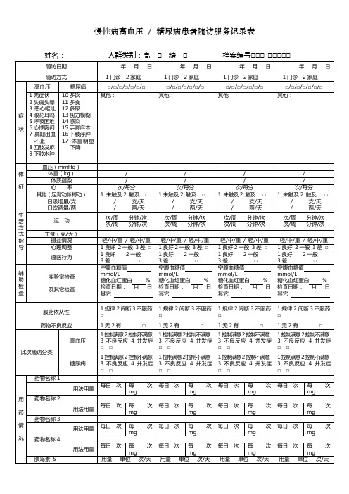 高血压、糖尿病患者随访服务记录表