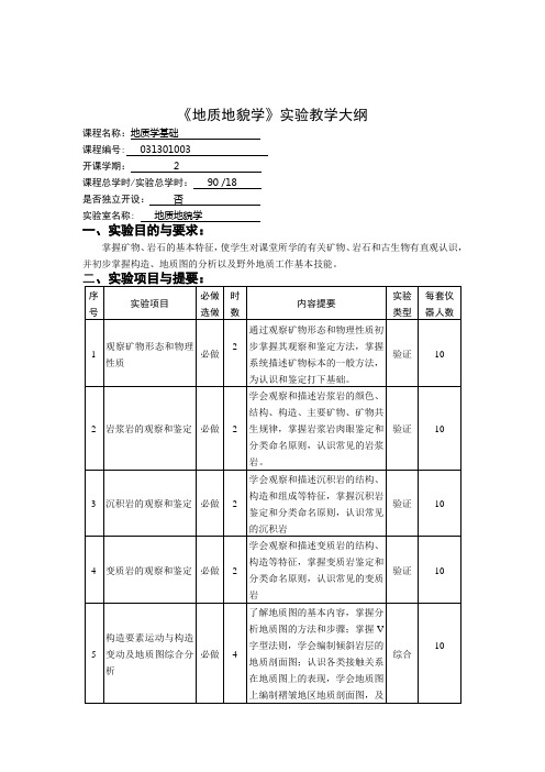 《地质地貌学》实验教学大纲