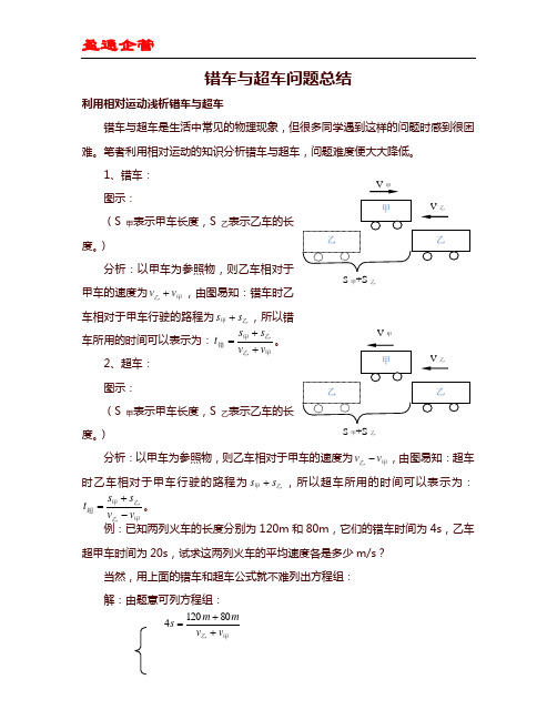 重磅-错车和超车问题总结