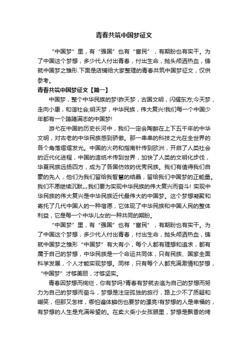 青春共筑中国梦征文