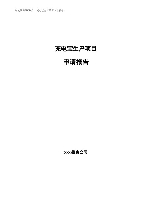 充电宝生产项目申请报告