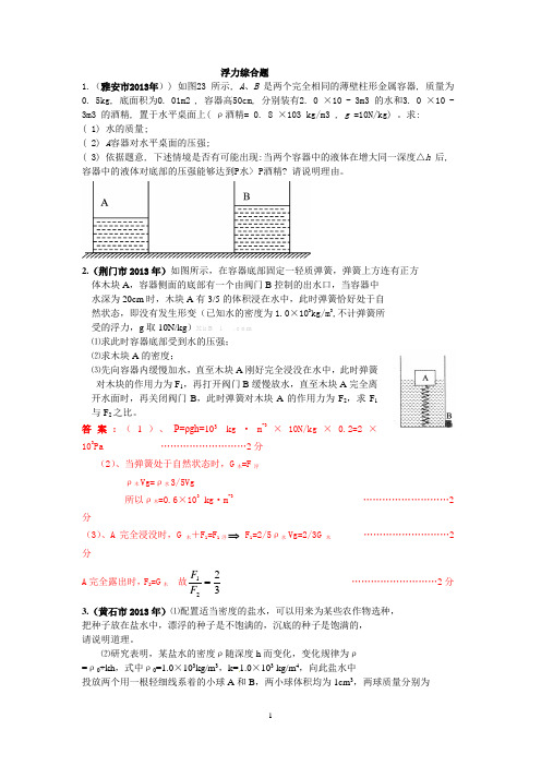 浮力综合压轴题