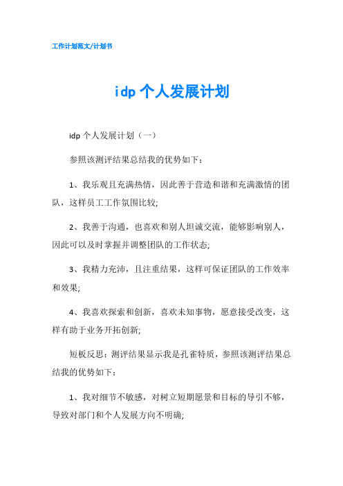 idp个人发展计划