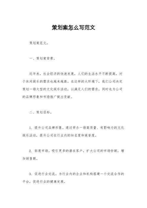 策划案怎么写范文