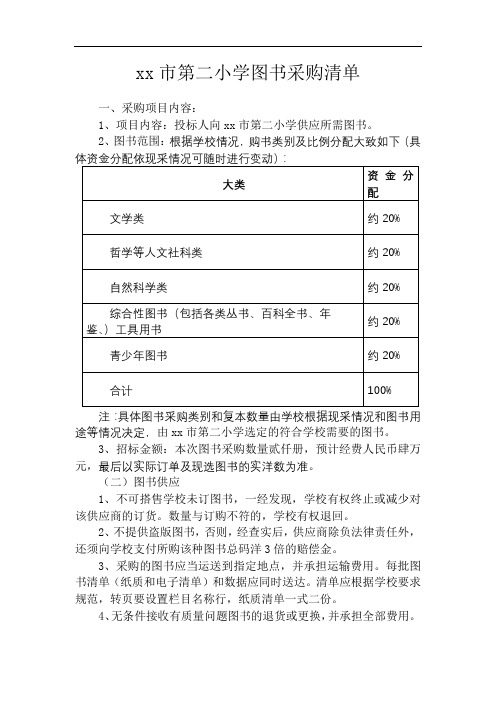 昌吉市第二小学图书采购清单【模板】