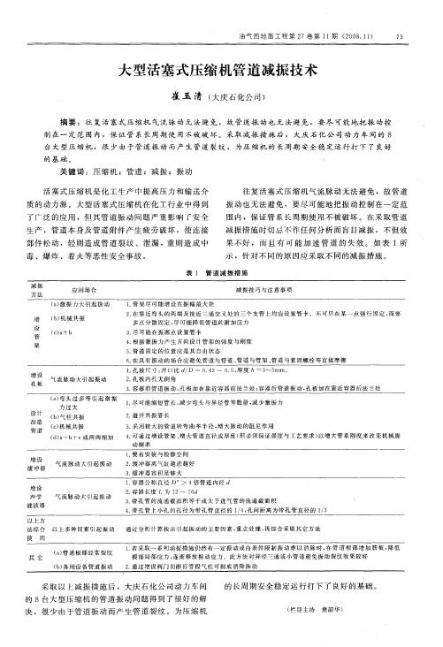 大型活塞式压缩机管道减振技术