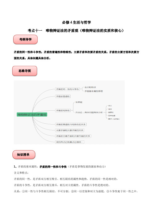 唯物辩证法的矛盾观2020年高考政治考点必备手册(人教版)