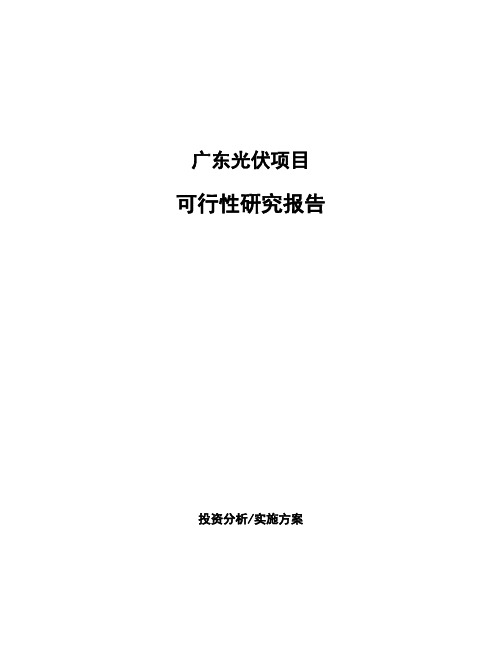 广东光伏项目可行性研究报告