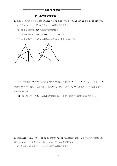 浙教版八年级数学上册 初二期末复习卷