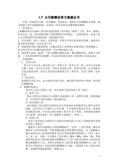 AP公司薪酬改革方案建议书