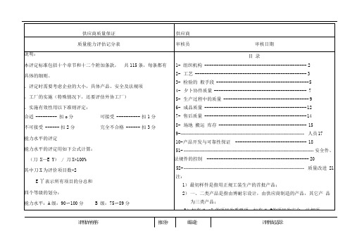 供应商质量能力评估细则