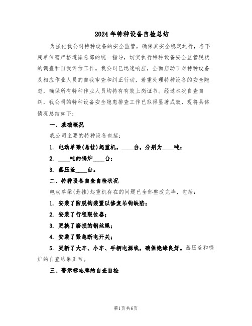 2024年特种设备自检总结(3篇)