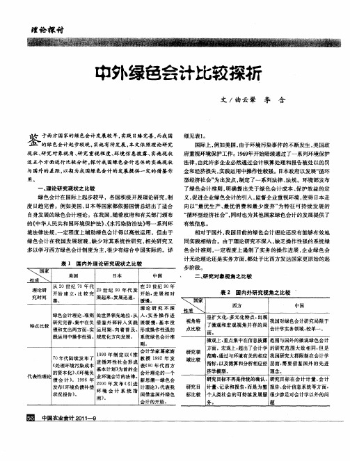 中外绿色会计比较探析