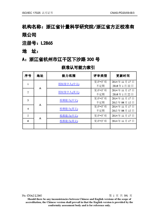 浙江省计量院能力项