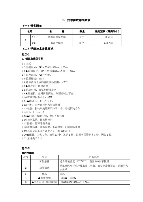 技术参数详细要求