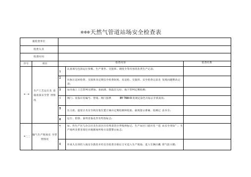 天然气管道站场安全检查表