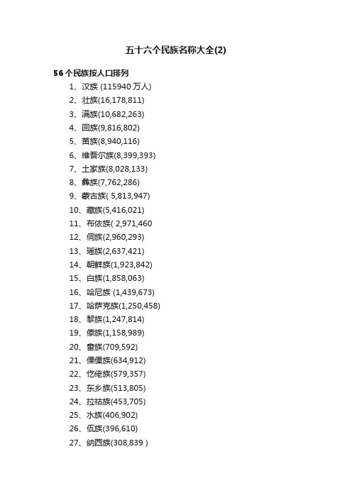 五十六个民族名称大全（2）