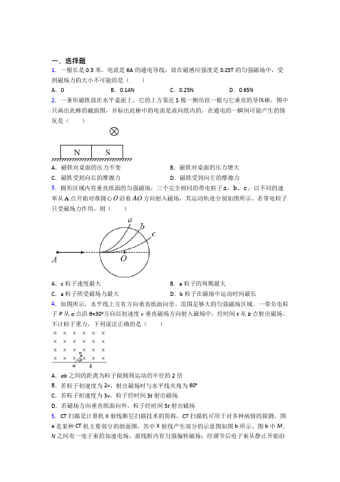 2021年高中物理选修二第一章《安培力与洛伦兹力》测试(答案解析)