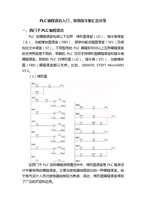 PLC编程语言入门，常用指令集汇总分享