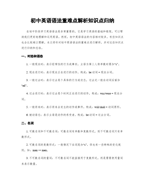 初中英语语法重难点解析知识点归纳