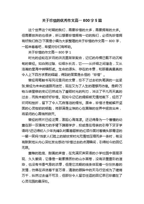 关于珍惜的优秀作文高一800字5篇