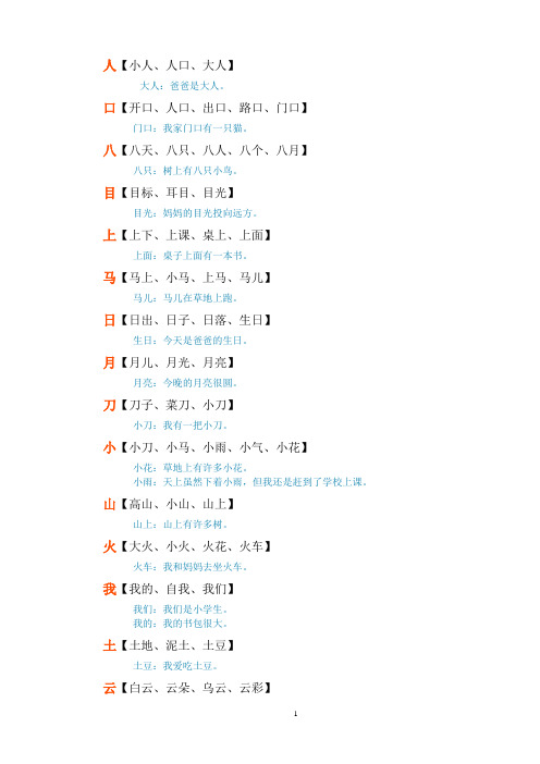 一年级语文下册常用生字组词再造句(电子版)