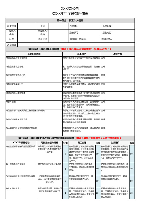 年度绩效评估表-KPI考核