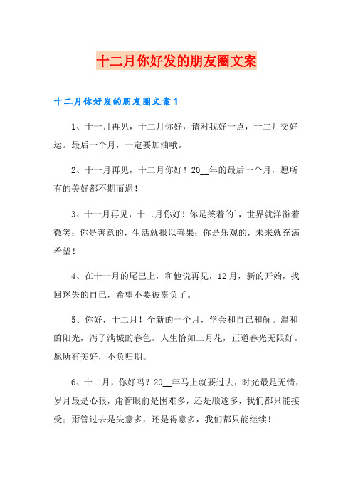 十二月你好发的朋友圈文案