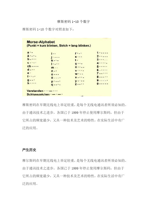 摩斯密码1-10个数字