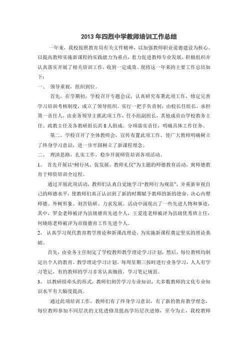 2013教师培训总结