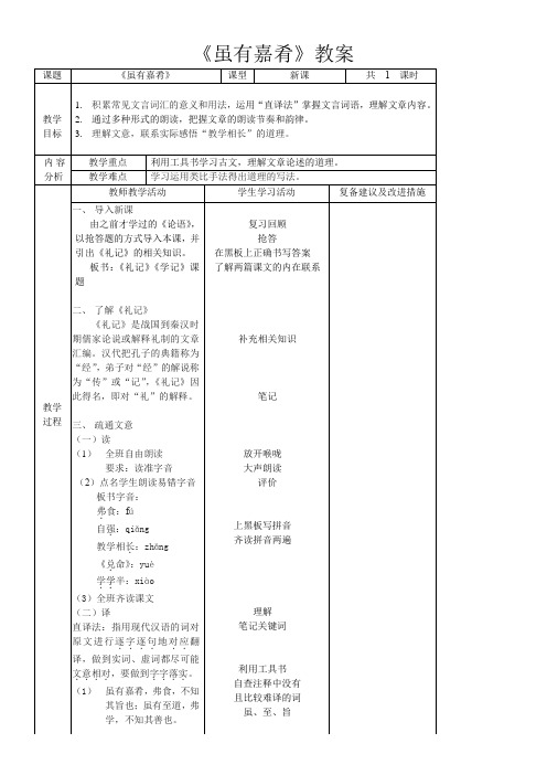 初中八年级语文教案-虽有嘉肴-优质课比赛一等奖 (1)