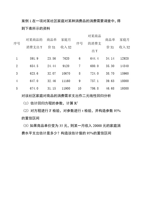 数学模型---回归分析案例题