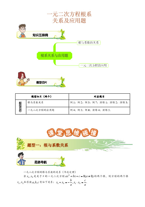 一元二次方程之根系关系及应用题