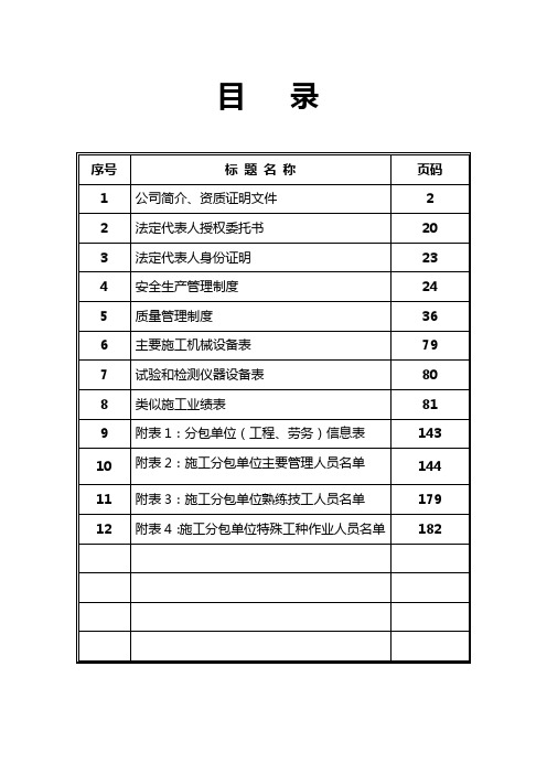 分包商信息表格