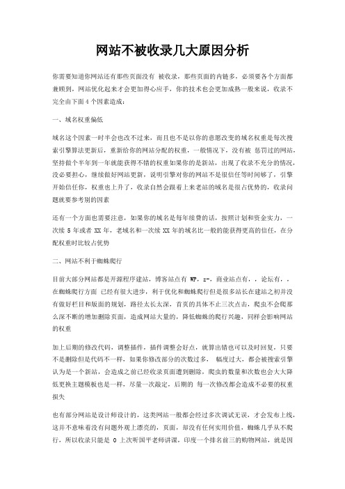 网站不被收录几大原因分析